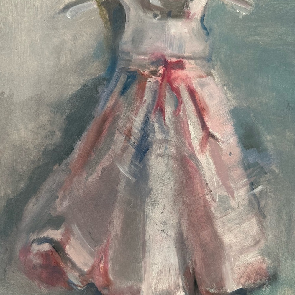 Abstract Pink and White Dress Painting